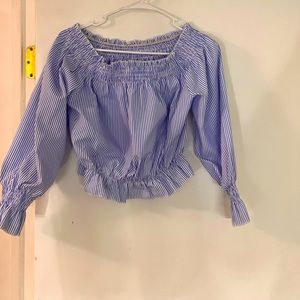 Crop top off the shoulder pinstripe shirt. Worn once
